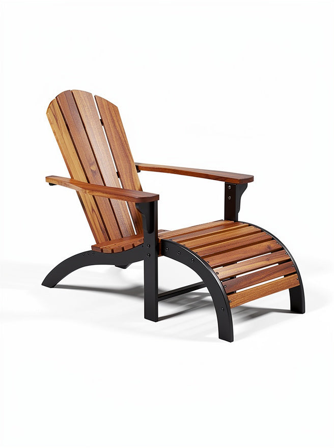 **Technische titel in het Nederlands: "Stijlvolle Houten Adirondack Stoel met Metaal Onderstel"**