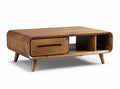 **Technische titel in het Nederlands: "Moderne houten salontafel met lades en open opbergvak"**