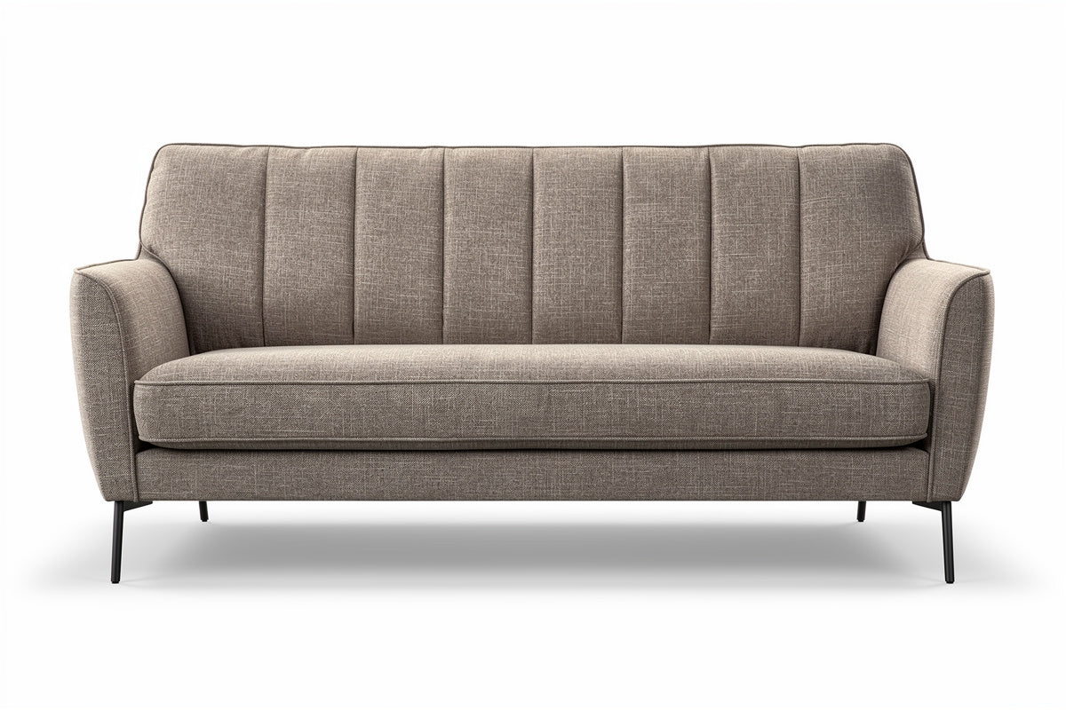 **Moderne bank met gestreept ontwerp en metalen poten**