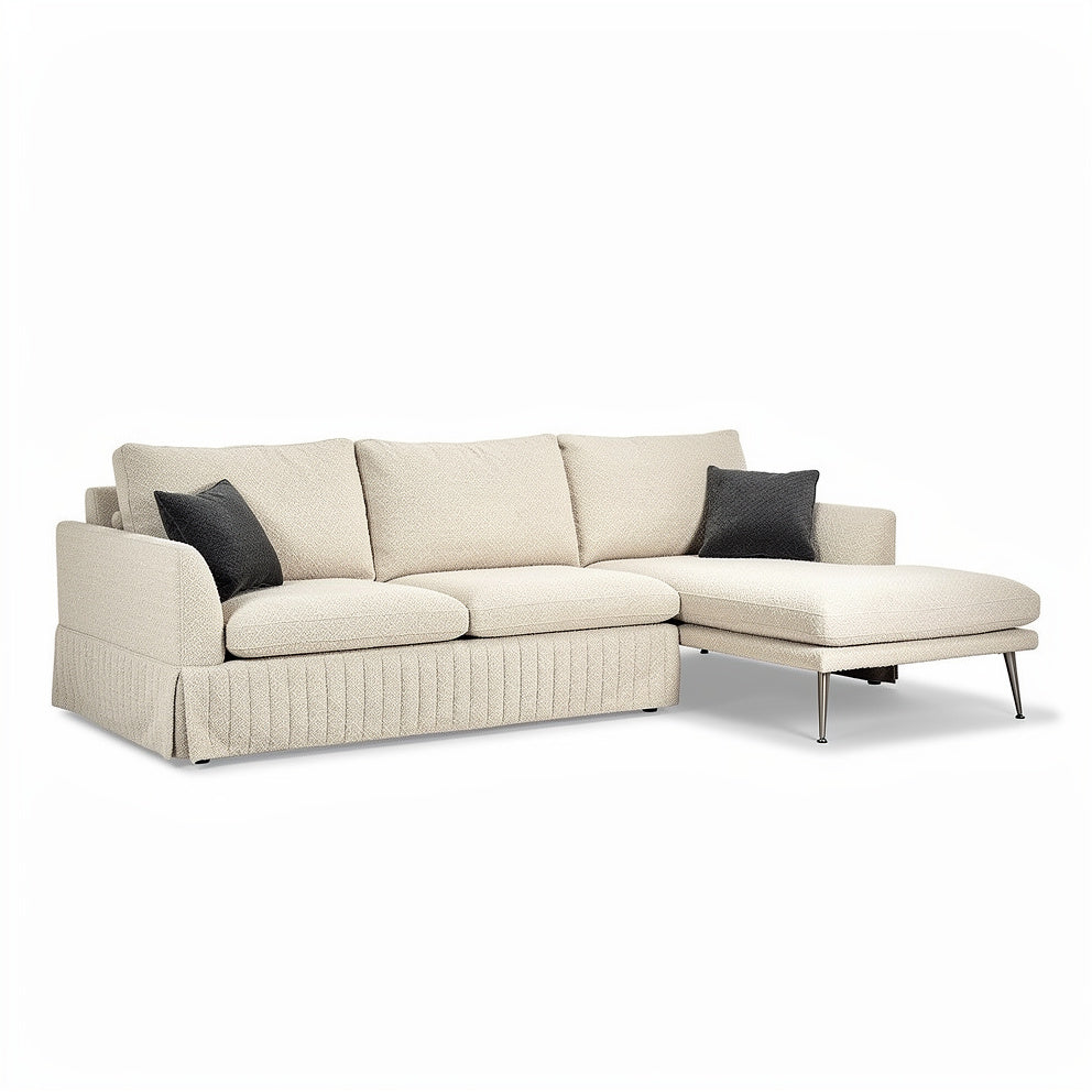 **Moderne L-vormige Bank met Kussens en Stalen Poten**