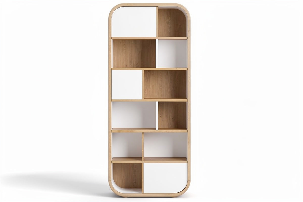 **Technische Titel in het Nederlands: Modern houten boekenplank met gescheiden compartimenten**