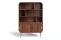 **Moderne houten boekenkast met open en gesloten opbergruimte**