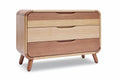 **Houten Ladekast met Drie Lades en Retro Ontwerp**