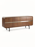 **Technische Titel in het Nederlands:** Modern houten dressoir met metalen accent en minimalistisch ontwerp